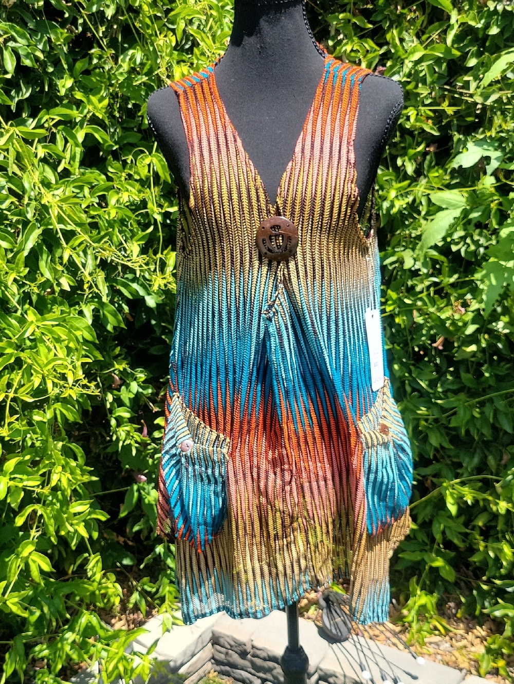 Paradise Striped Beach Coverup With Pockets